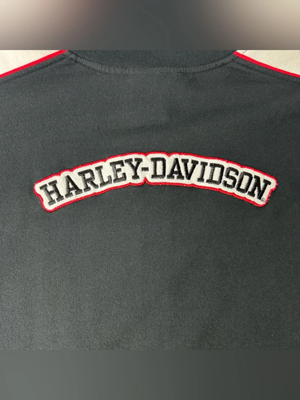 Harley-Davidson Black Track Zip Sweater with White Sleeves and Red Piping - Picture 10 of 13